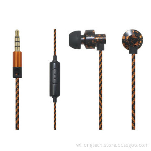 New Design Two-tone Fabric Cable Oxidation Earbuds, Deep Bass Sound, OEM Orders Welcomed